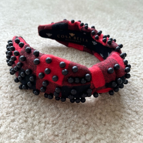 NWOT CosaBella Buffalo Plaid with Black  Pearls - Picture 5 of 8